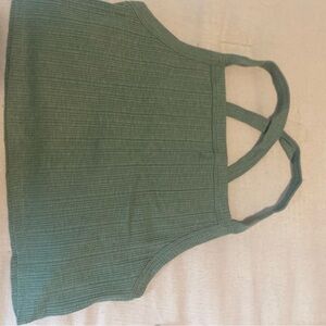 Green and cream Ribbed Women's Top